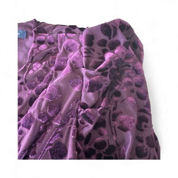 Tommy Hilfiger Puff Sleeve Burnout Dress 2 Velvet Floral Faux Wrap V Neck - Picture 6 of 13